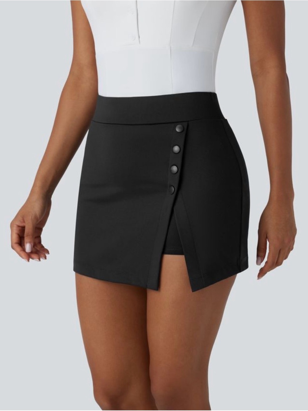 HALARA Black High-Rise Button Side Mini Skort Size M - Picture 10 of 10